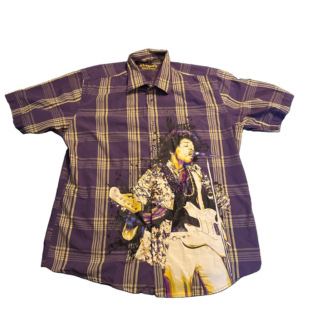 2004 Dragonfly Clothing Company Jimi Hendrix Purple Haze Shirt Mens XL VTG MINT